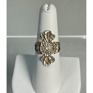 Vintage 1960s Sterling Silver Filigree Medallion Ring | Boho Statement